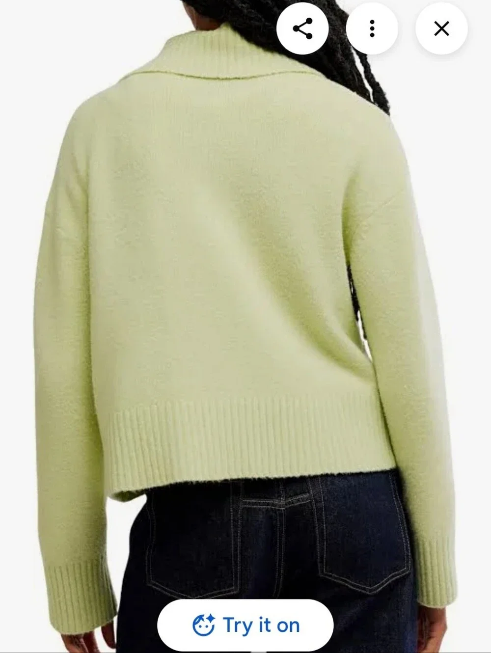 Free People Trading Up Polo Sweater Matcha Melange-Small-NWT